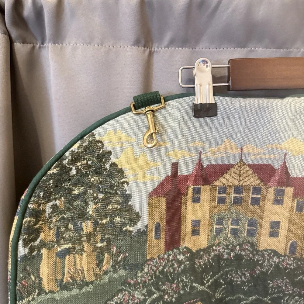 Vintage Toby Weston Golf Themed Tapestry Overnight Travel Satchel & Garment Bag